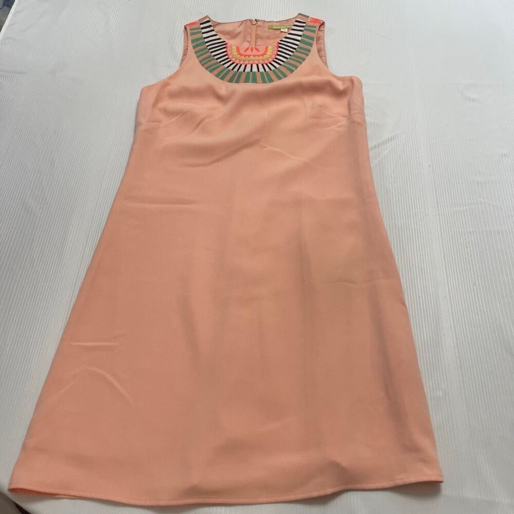 Gianni Bini Embroidered Peach Shift Sheath Dress Size XS
